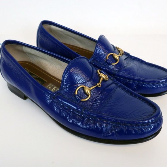 Gucci Shoes - Gucci 1953 Horsebit Loafers Blue Patent Leather